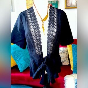 Express Size M Black Boho Top! New without Tags!